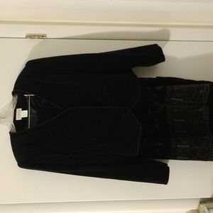 Potomac Collection Black Paisley Velveteen Jacket Blazer and Skirt Set Size 18